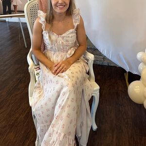 Floral Ruffle Maxi Dress in Light Pink Easter Dress size small